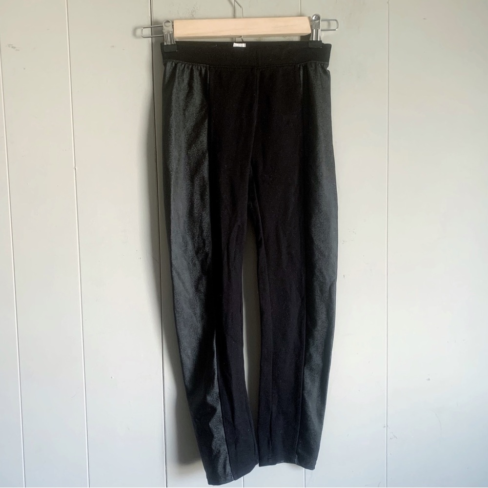 GAP Black Knit wPleather Detail Leggings Girls L (10)